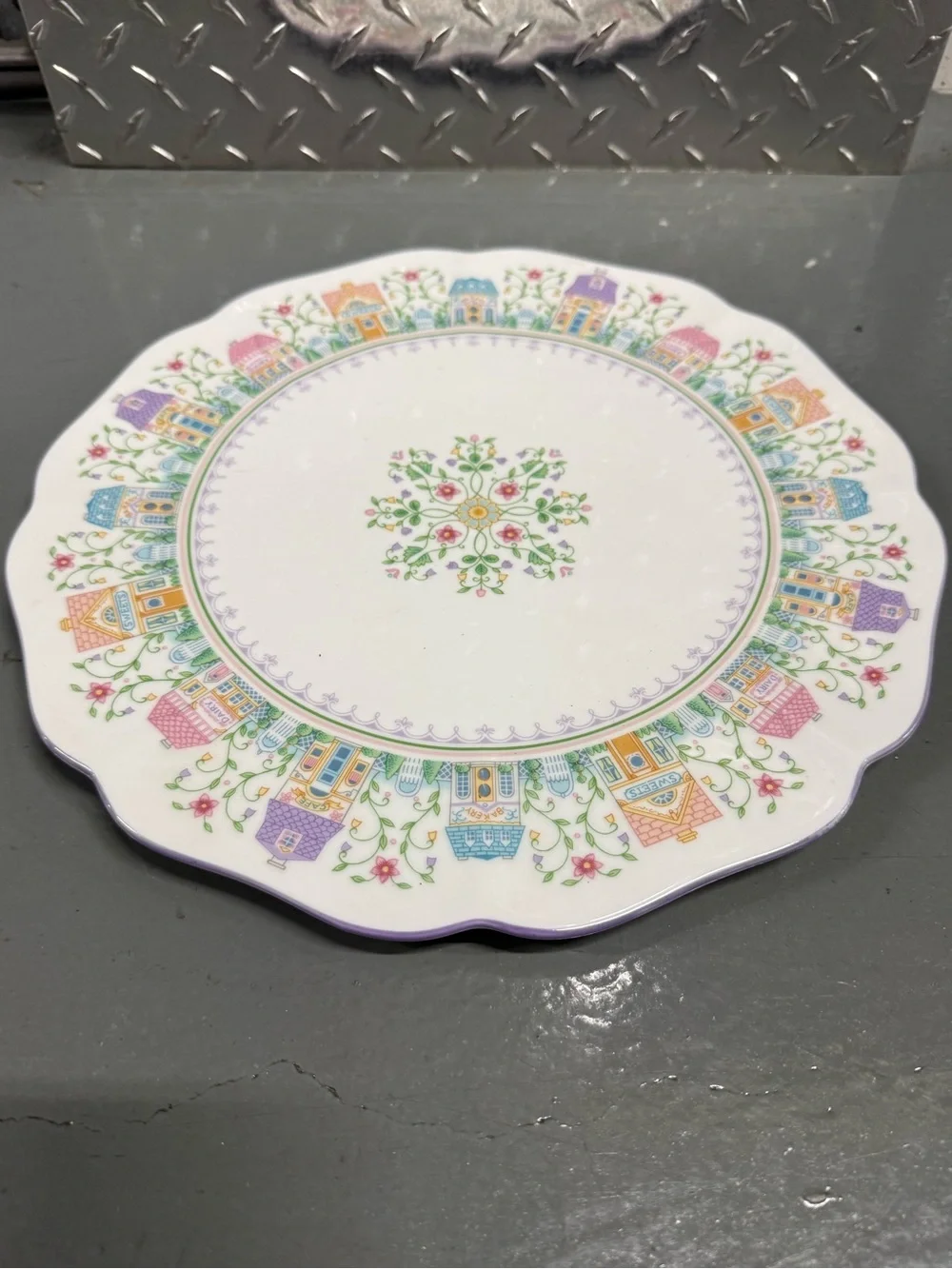 Vintage The Lenox Spice Village Cake Plate Platter 1993 Fine Porcelain Mint RARE
